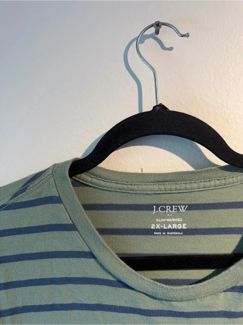 J. Crew Short-Sleeve Crewneck Tee in Olive and Navy Stripes